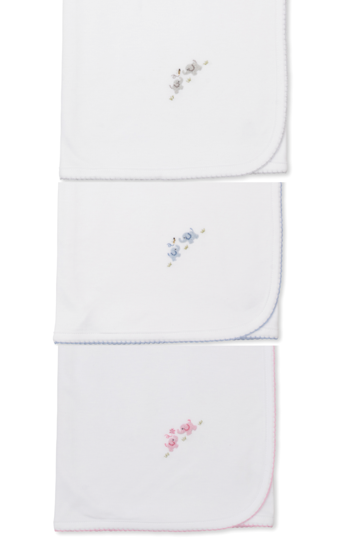 Kissy Kissy - Baby Blanket with Hand Embroidered Elephant - Three Colors