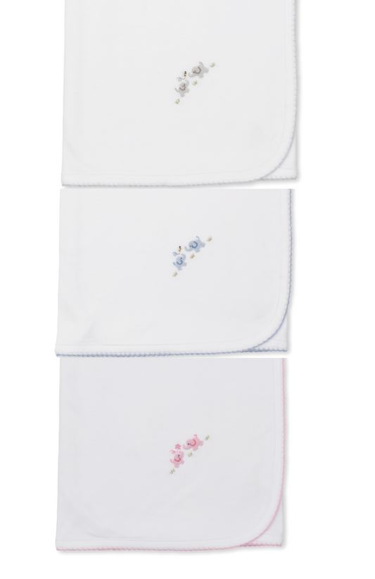 Kissy Kissy - Baby Blanket with Hand Embroidered Elephant - Three Colors
