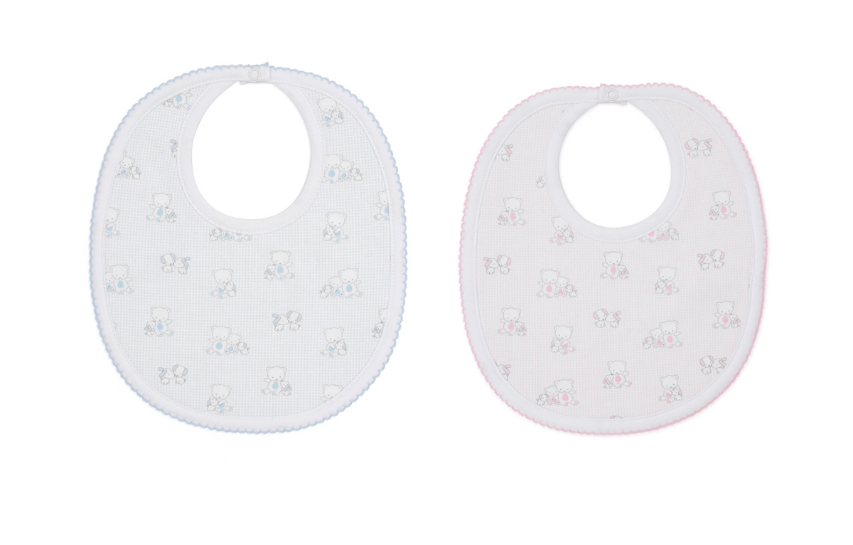 Kissy Kissy - Beary Besties Bib - Blue or Pink