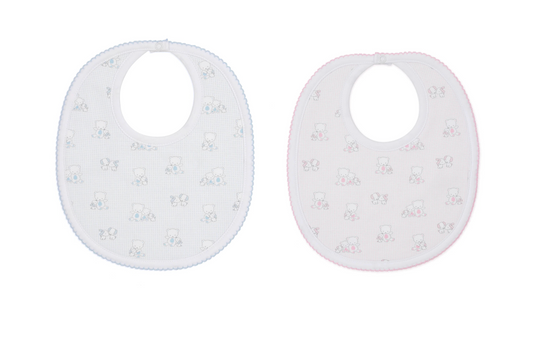 Kissy Kissy - Beary Besties Bib - Blue or Pink