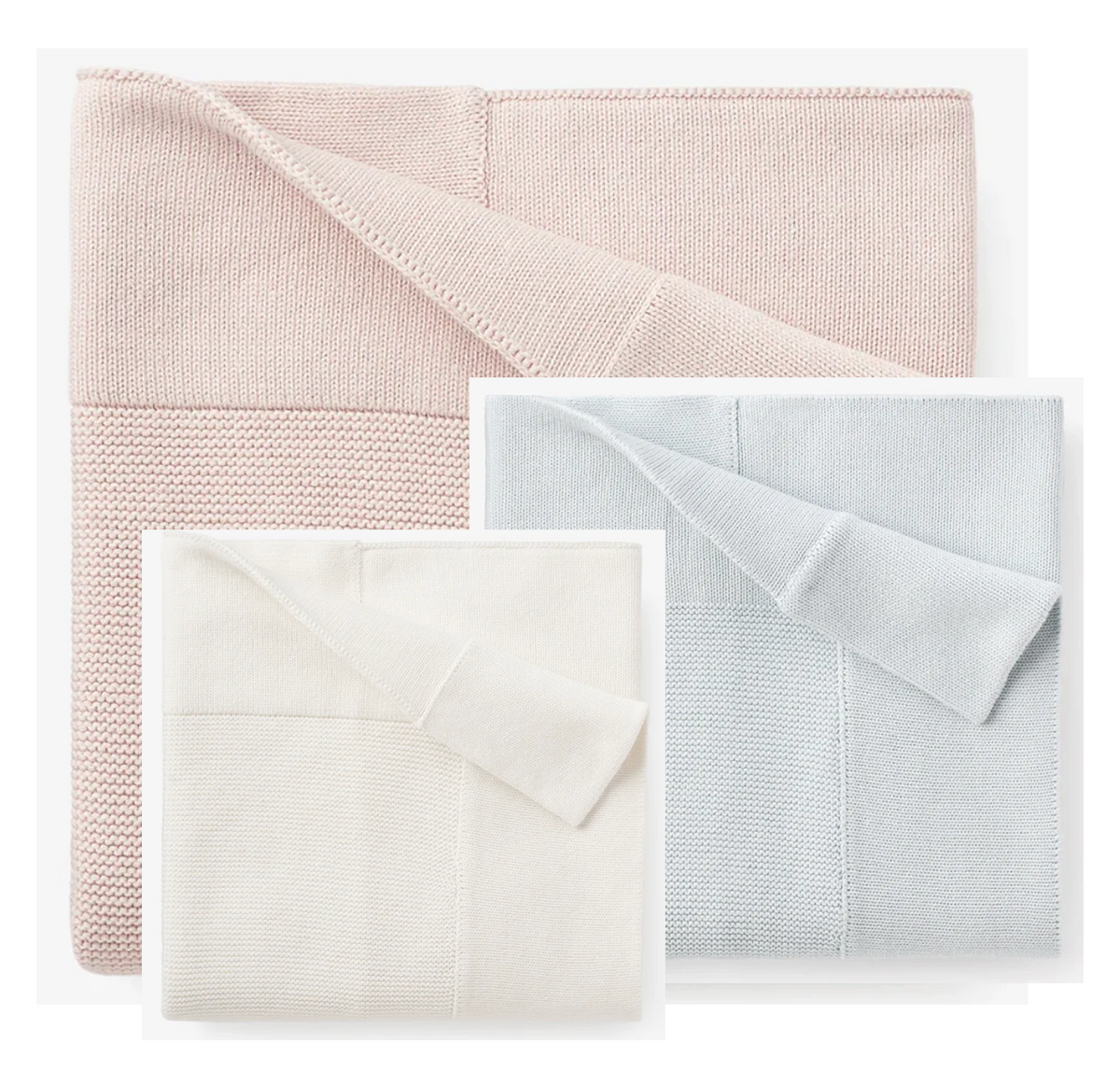 Elegant Baby - Knit Baby Blanket - Blue or Pink or White