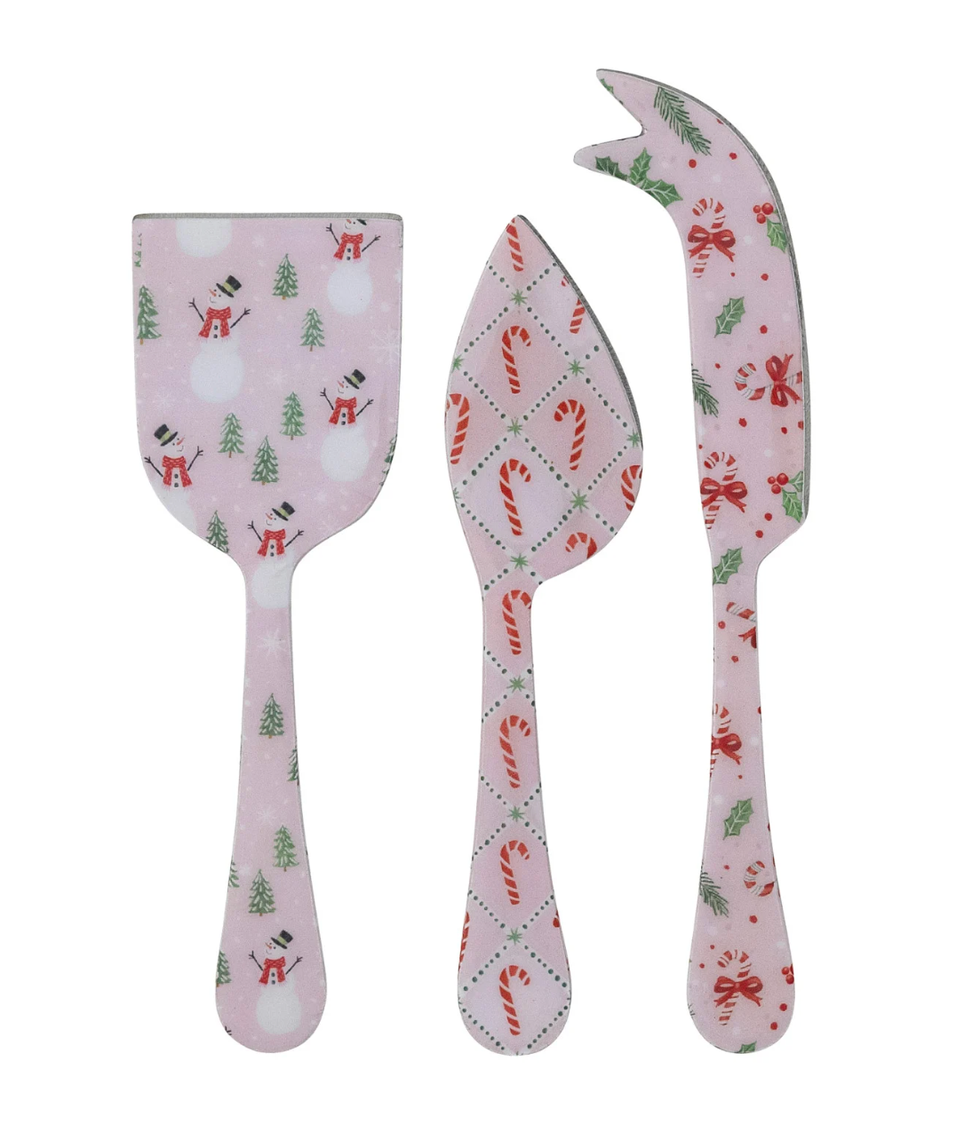 Cheese Knives with Holiday Pattern - Set of 3