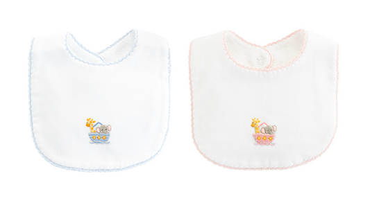 Baby Club Chic - Embroidered Noah's Ark - Bib - Pink or Blue