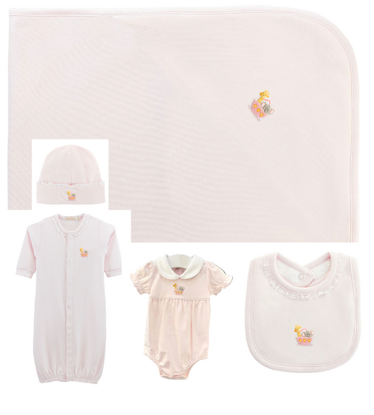 Baby Club Chic - Embroidered Noah's Ark on Pink Collection - Bib, Hat, Outfit, Blanket