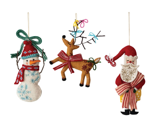 Handmade Wool Felt Ornament with Embroidery