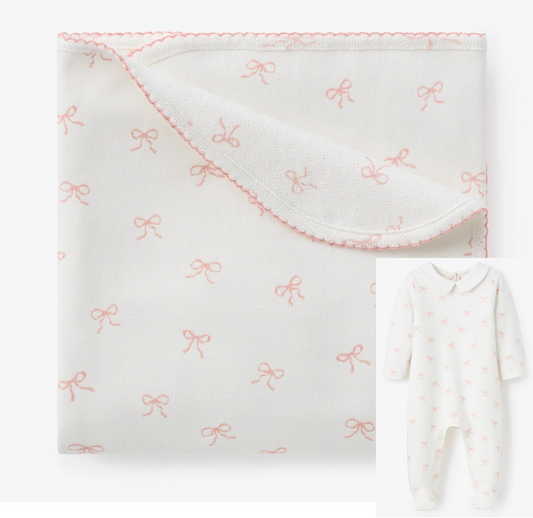 Elegant Baby - Pink Bow Footie or Blanket