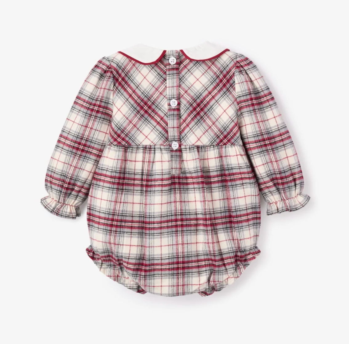 Elegant Baby - Tartan Bubble with Embroidered Christmas Collar