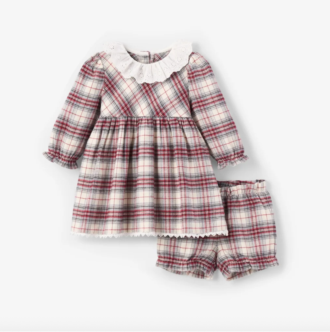 Elegant Baby - Tartan Bubble with Embroidered Christmas Collar
