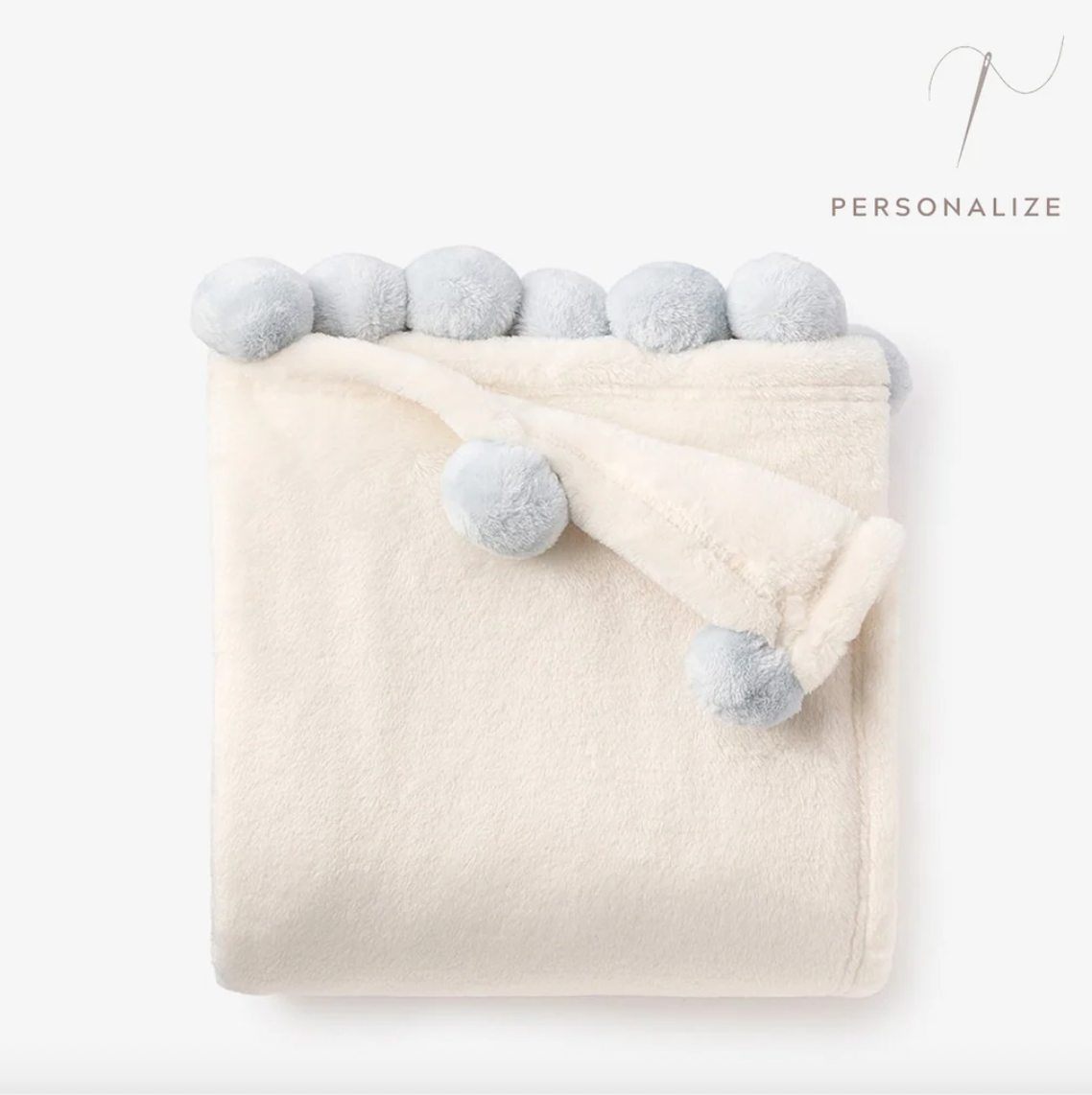 Elegant Baby - Fleece Pom Baby Blanket - Blue or Pink