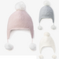 Elegant Baby - Knit Hat with Pom Poms - Pink, Blue, or White