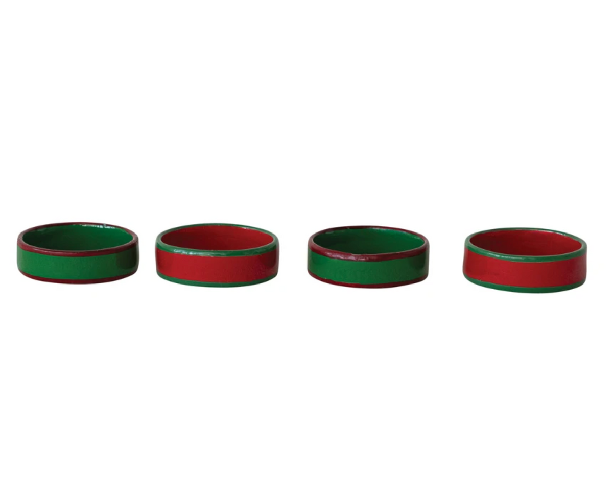 Red and Green Napkin Rings - Set of 4