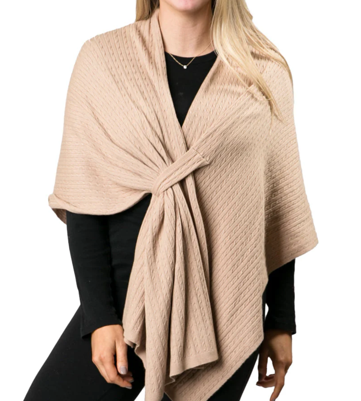 Cable Knit Keyhole Wrap