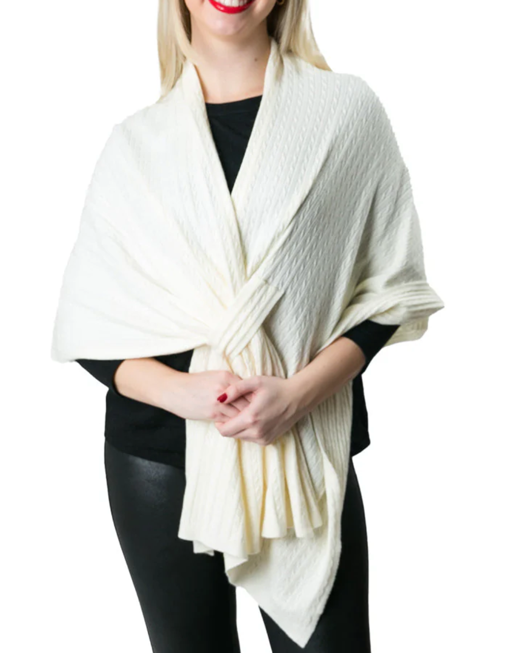 Cable Knit Keyhole Wrap