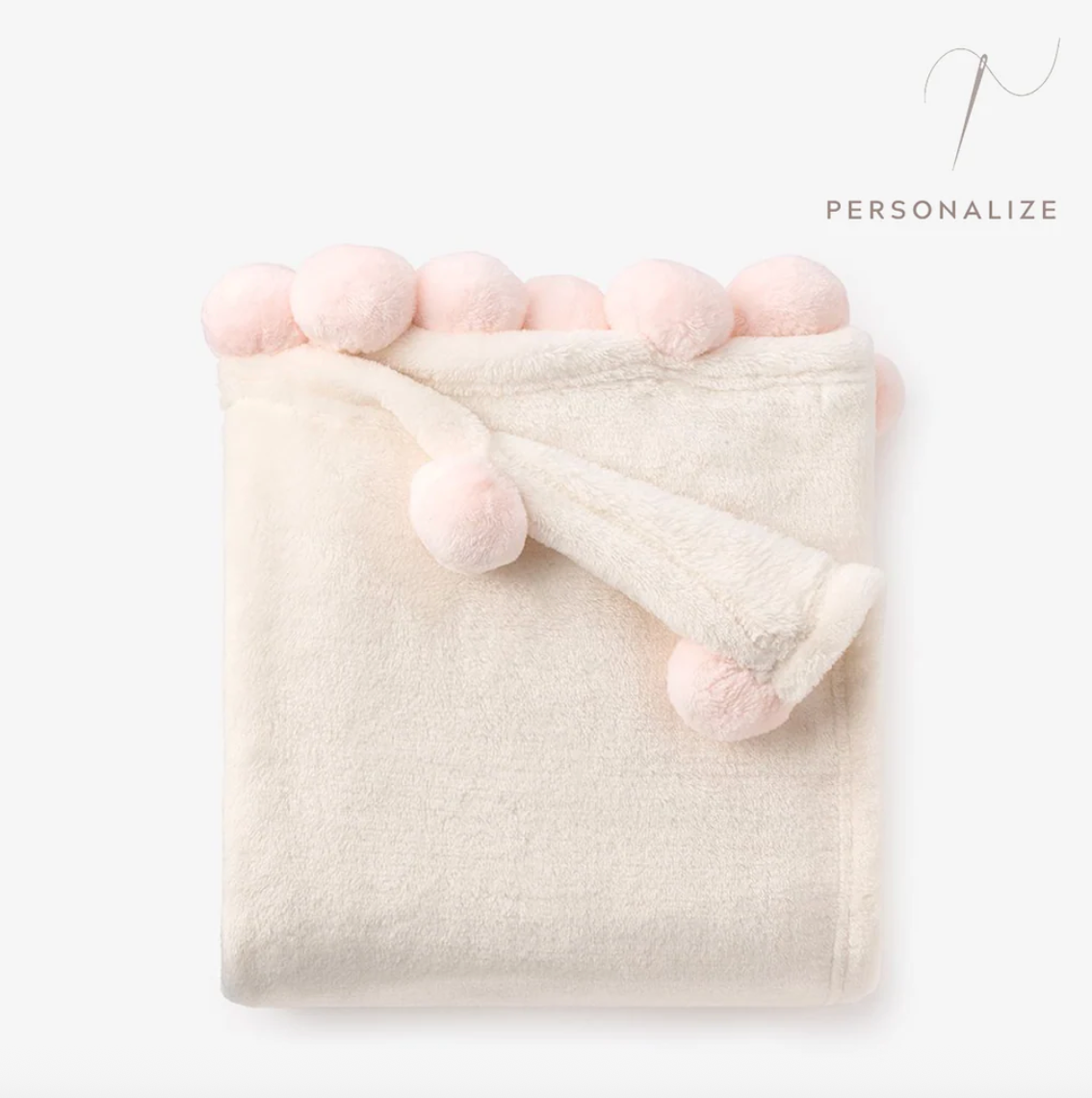 Elegant Baby - Fleece Pom Baby Blanket - Blue or Pink