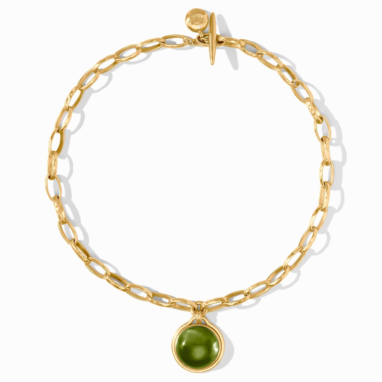 Julie Vos - Gold Link Necklace with Green Gemstone