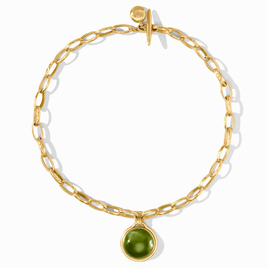Julie Vos - Gold Link Necklace with Green Gemstone