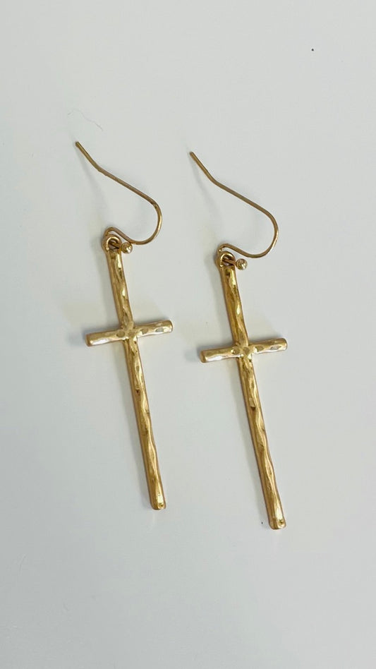 Gold Cross Earrings