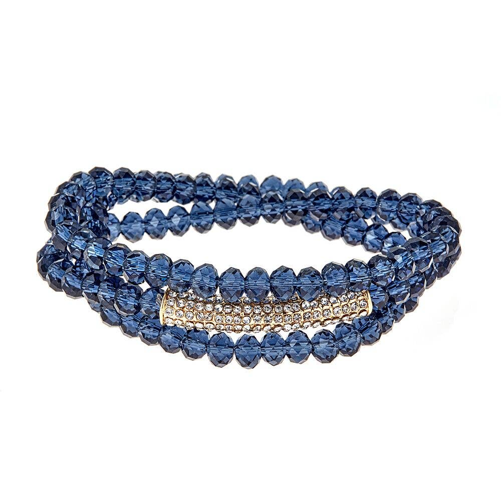 Beaded Bracelet with Rhinestones - Four Colors