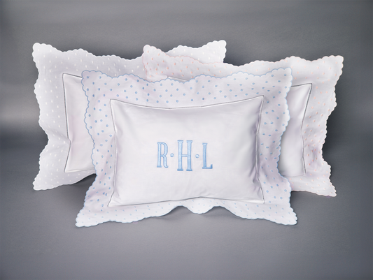 Boutross - Swiss Dots on Rosepointe Scalloped Border Pillow Shams