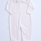 White Footie with Embroidered Turkeys on Collar