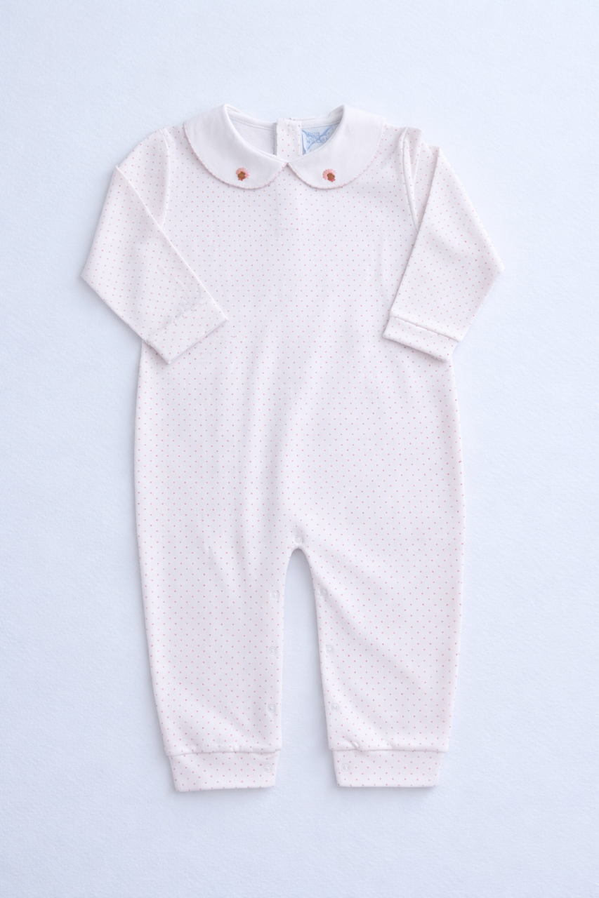 White Footie with Embroidered Turkeys on Collar