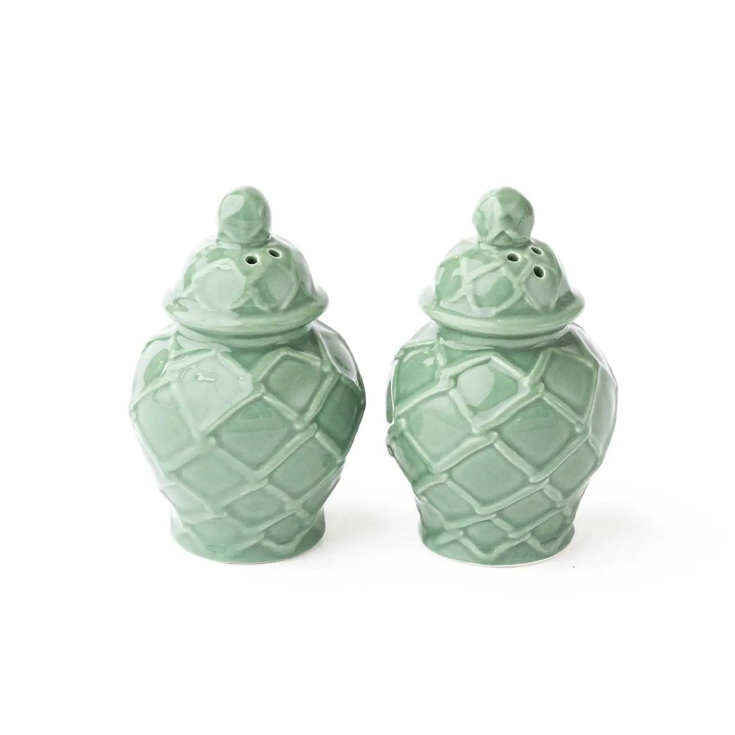 Ginger Jar Salt and Pepper Shakers - Green or White - Set of 2