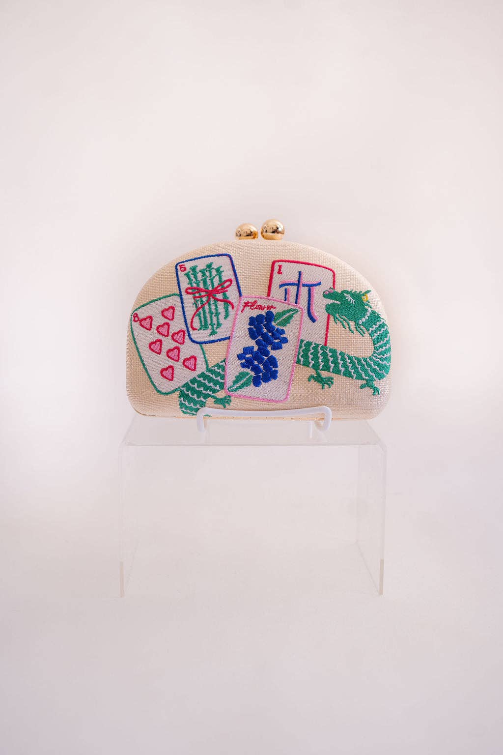 Embroidered Mahjong Clutch
