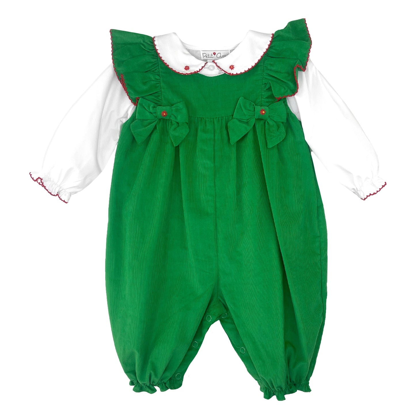 Petit Ami - Green Longall with Ruffle Accent & Bows
