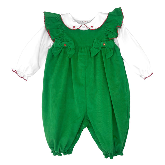 Petit Ami - Green Longall with Ruffle Accent & Bows