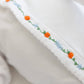 White Footie with Embroidered Pumpkins and Pink Picot Trim