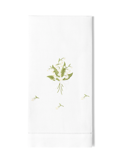 Henry Handwork - Hand-Embroidered Hand Towel - Lily of the Valley
