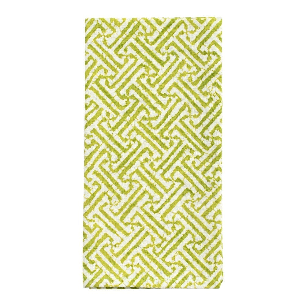 Fretwork Cloth Dinner Napkins in Green - Set of 4