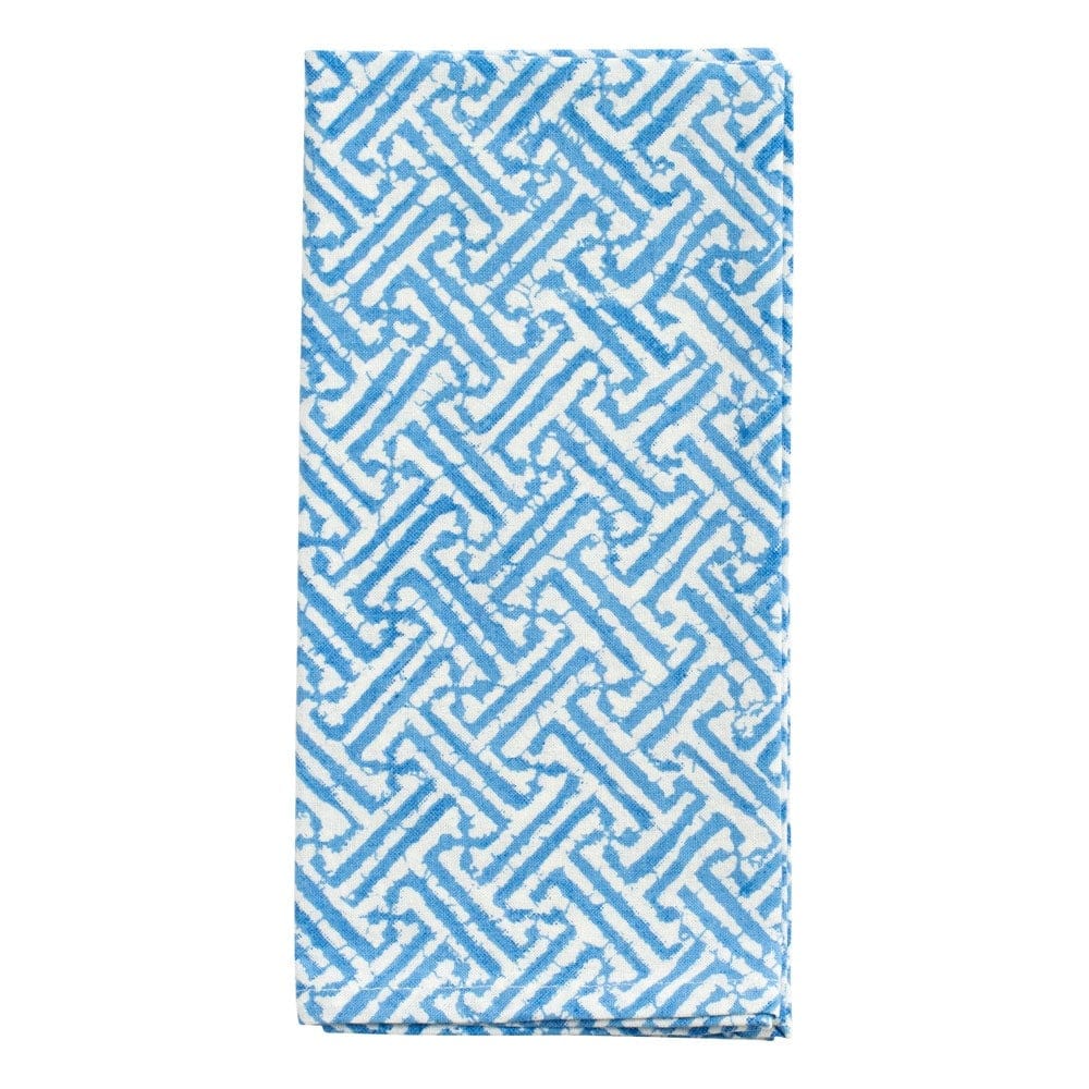 Fretwork Cloth Dinner Napkins in Blue - Set of 4