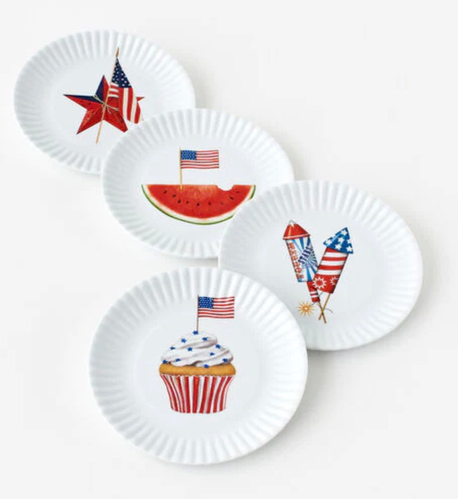 Fourth of July Melamine Plates Set of 4