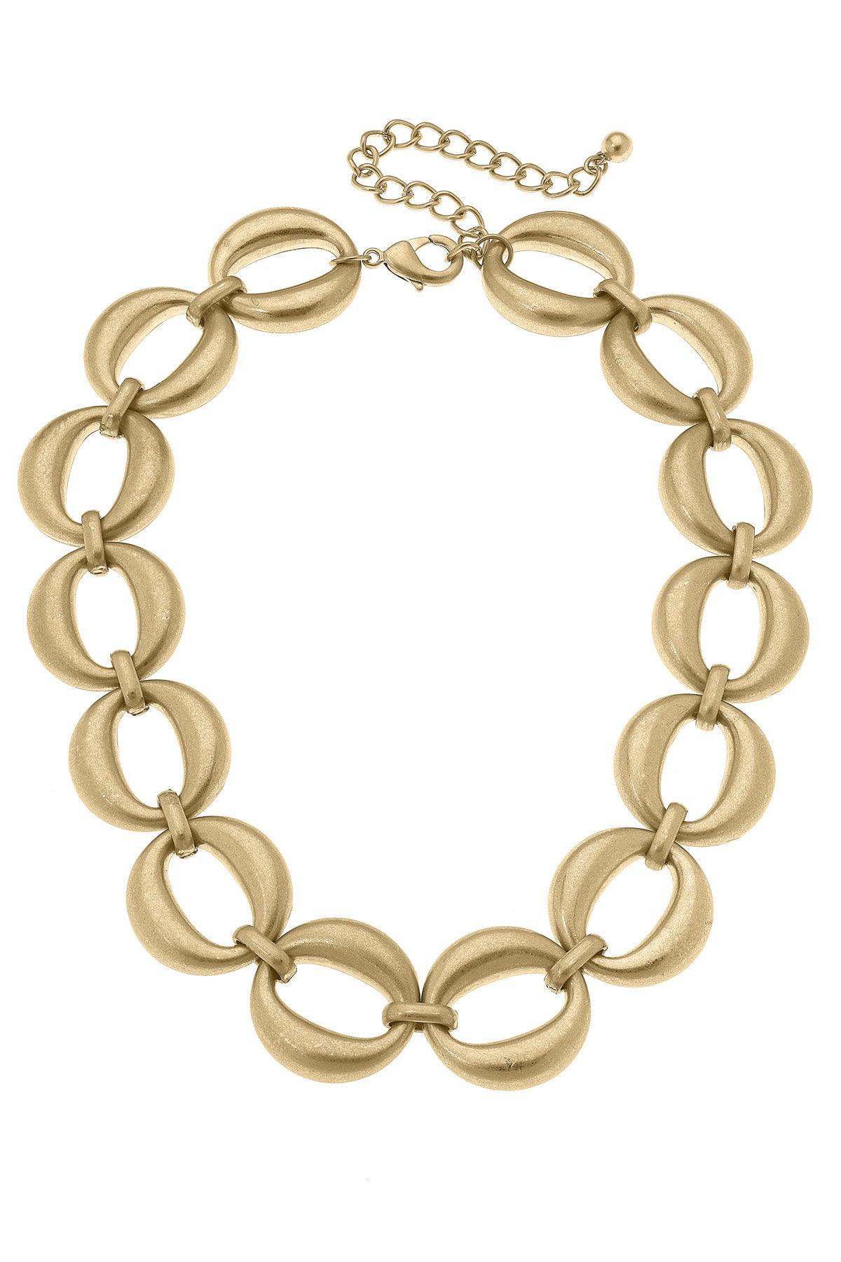 Statement Link Necklace in Brushed Gold