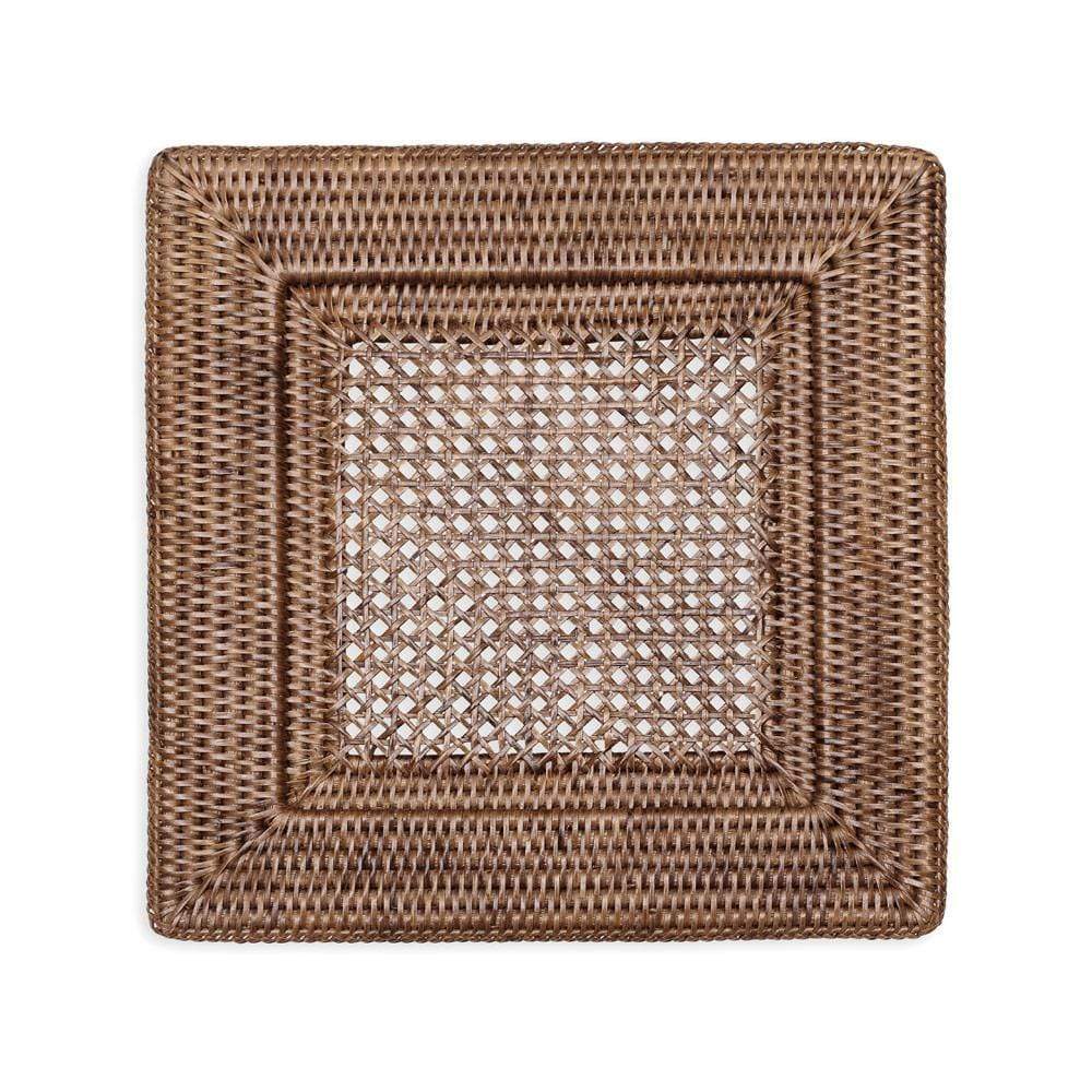 Caspari - Rattan Square Charger - Set of 2 - Brown or Green