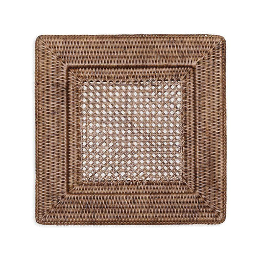 Caspari - Rattan Square Charger - Set of 2 - Brown or Green