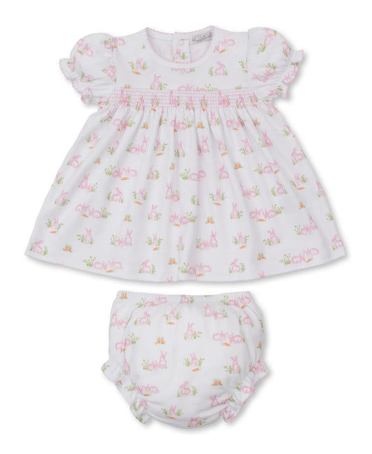 Bunny Patch Print Dress Set - Pink