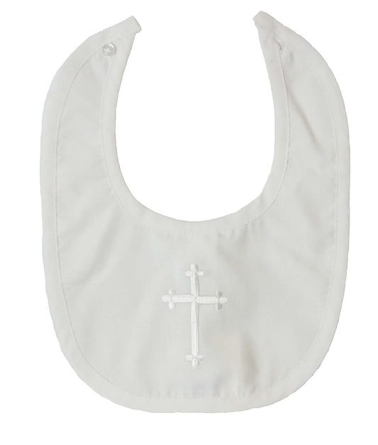 Petit Ami - White Bib with Embroidered Cross