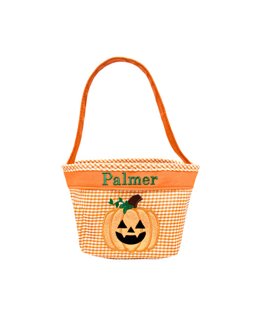 Bits and Bows - Mini Gingham Tote with Jack-o-Lantern
