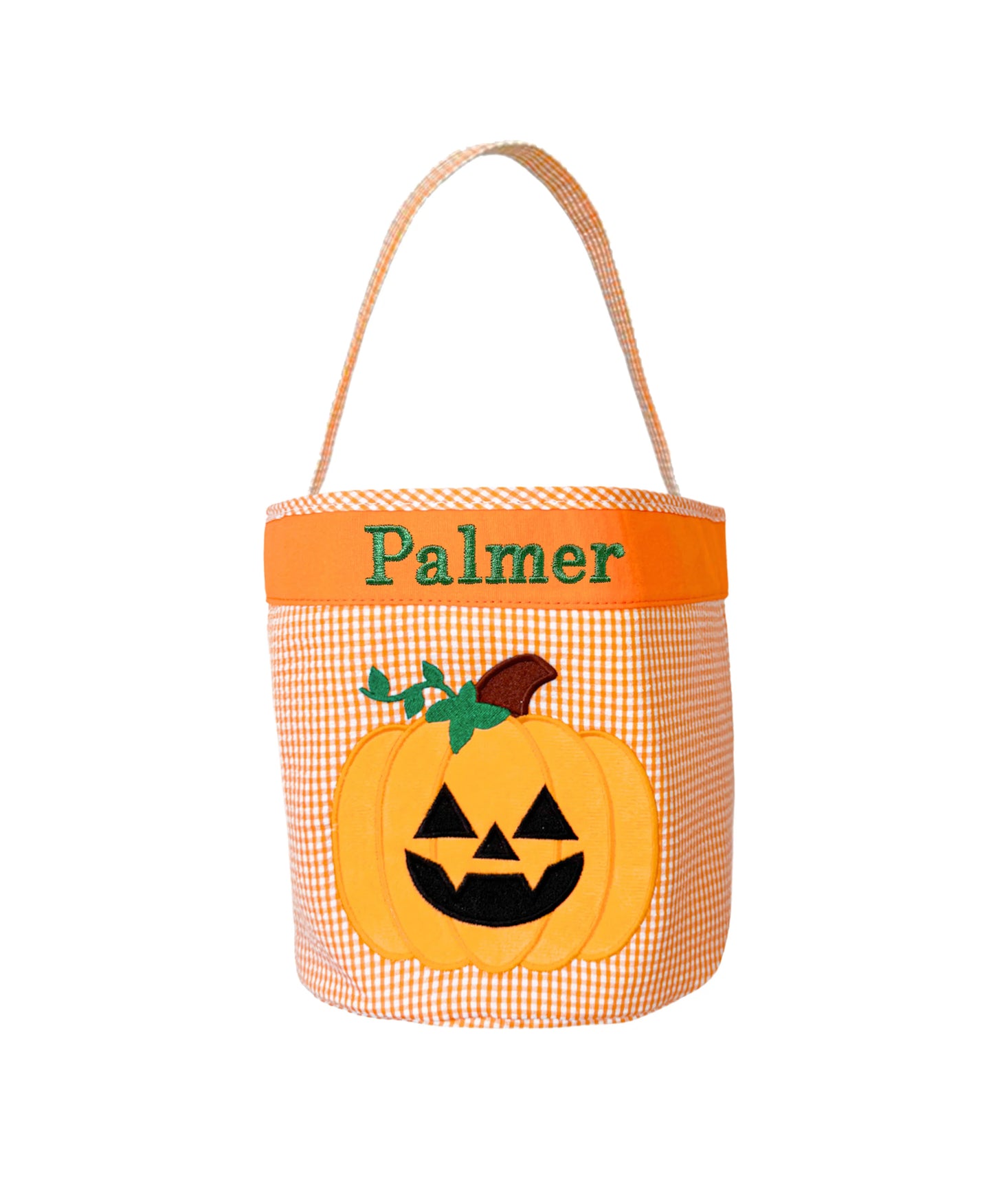 Bits and Bows - Orange Gingham Tote with Jack-o-Lantern