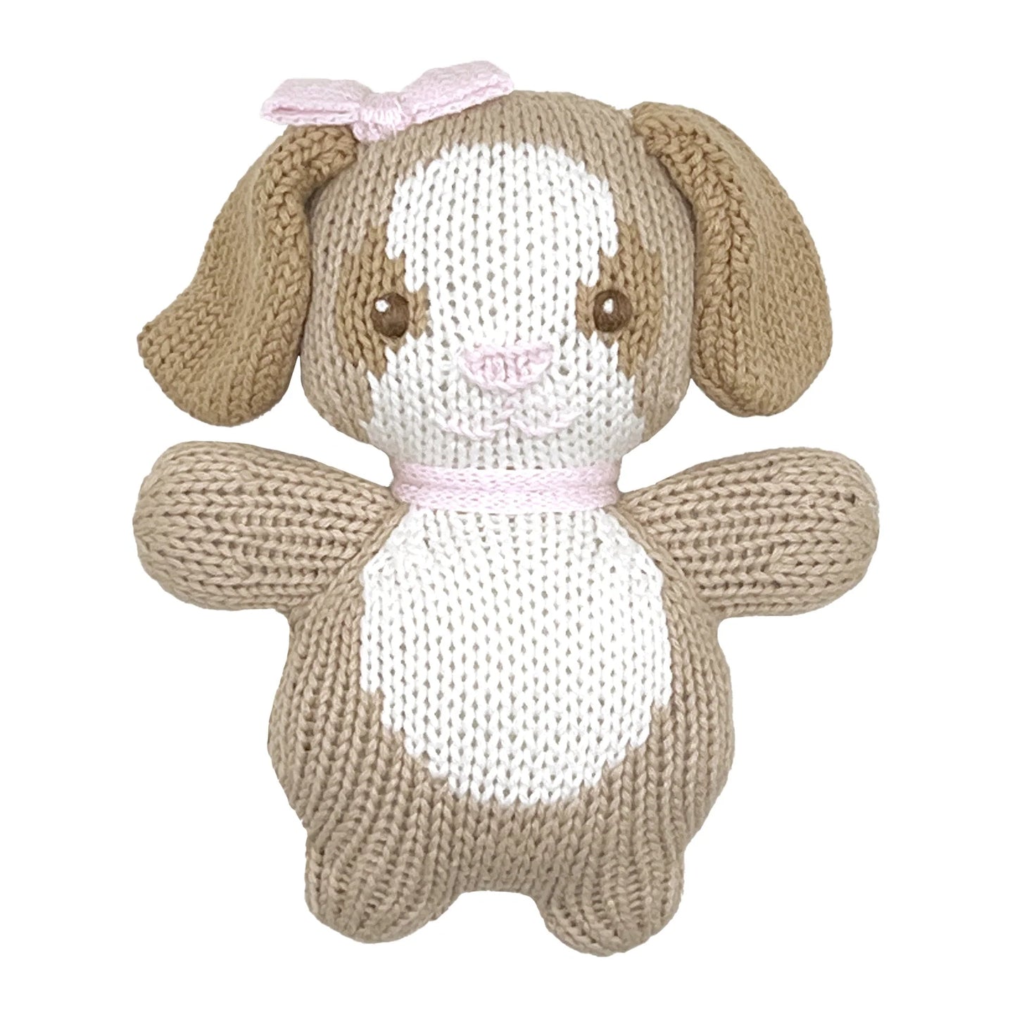 Zubels - Knit Dog Rattle - Pink or Blue