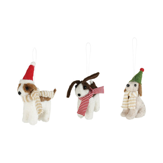 Felt Dog with Scarf Ornament