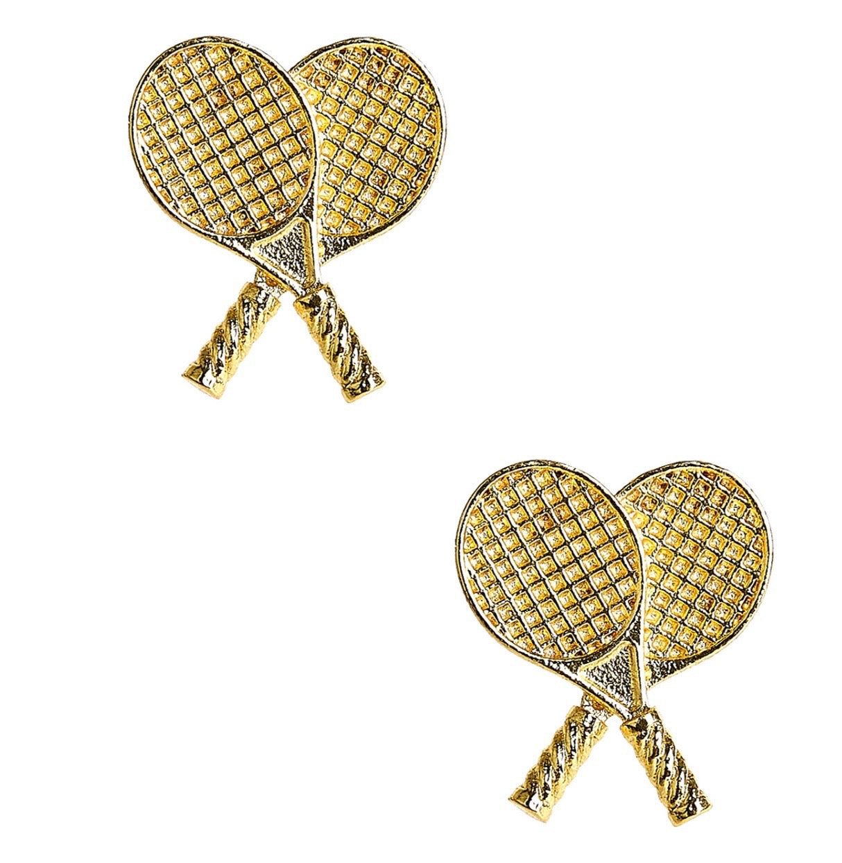 Gold Tennis Racquet Stud Earrings