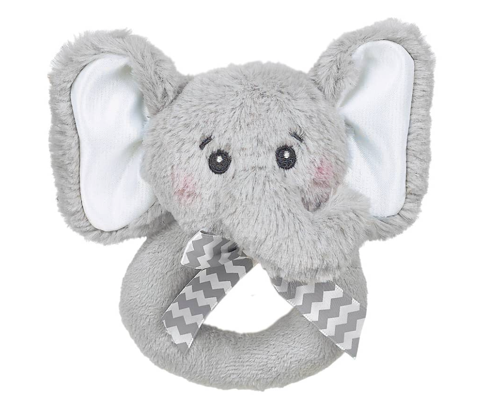 Bearington Collection - Grey Plush Elephant Rattle