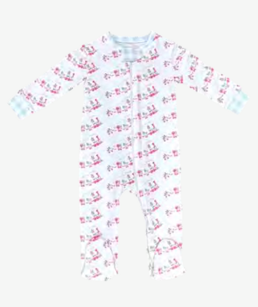 Boys Christmas Train Footed Pajama