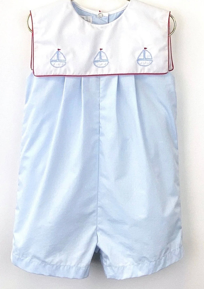 Boys blue sailboat sunsuit
