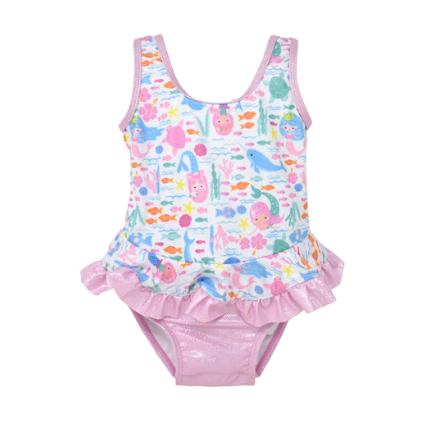 Mermaid Ruffle Swimsuit with Pink Bottom