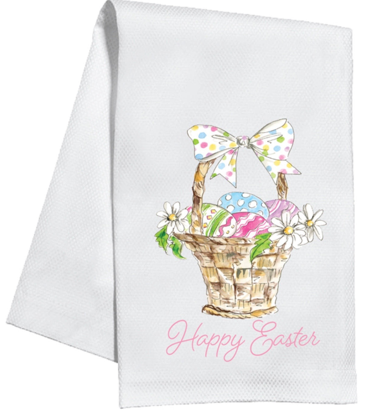 Happy Easter Basket of Eggs Towel
