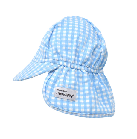 Blue and White Gingham Seersucker Sun Hat